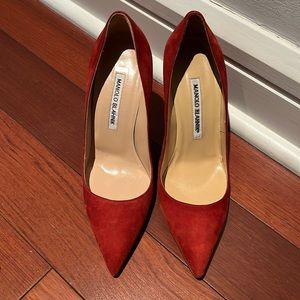 Manolo Blahnik BB Red suede heels, size 36.5